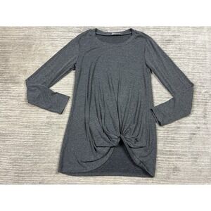Yidarton Top Womens Small‎ Gray Long Sleeve Gathered Front Tunic Cotton Blend